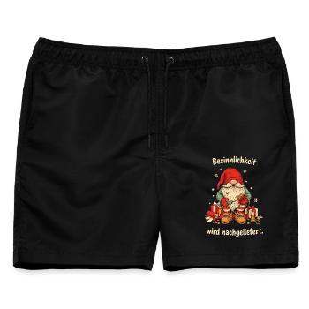 Weihnachtswichtel mit Geschenken - Männer Badeshorts - Schwarz - Vorne - AI Model Male 178 light (178cm)