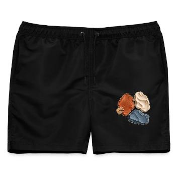 Spuren im Ton – Keramische Texturen - Männer Badeshorts - Schwarz - Vorne - AI Model Male 178 light (178cm)