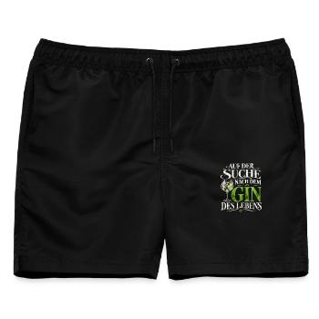Auf der Suche nach dem Gin des Lebens - Spruch - Männer Badeshorts - Schwarz - Vorne - AI Model Male 178 light (178cm)
