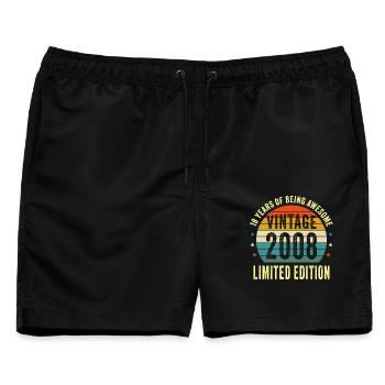 Vintage 2008 Born to Be Awesome 18. Geburtstag - Männer Badeshorts - Schwarz - Vorne - AI Model Male 178 light (178cm)