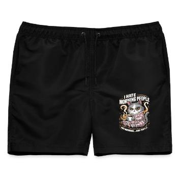 Ich Hasse Morgenmenschen Und Morgen - Männer Badeshorts - Schwarz - Vorne - AI Model Male 178 light (178cm)