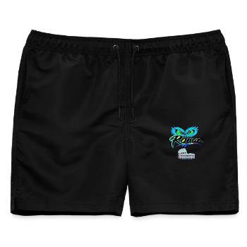 Blaue Augen auf dem Kolosseum von Rom - Männer Badeshorts - Schwarz - Vorne - AI Model Male 178 light (178cm)