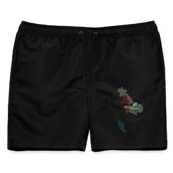 Betta smaragdina  - Männer Badeshorts - Schwarz - Vorne - AI Model Male 178 light (178cm)