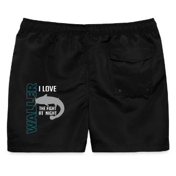Waller fischen Nachtangeln Angler und Anglerin - Männer Badeshorts - Schwarz - Hinten - AI Model Male 178 light (178cm)
