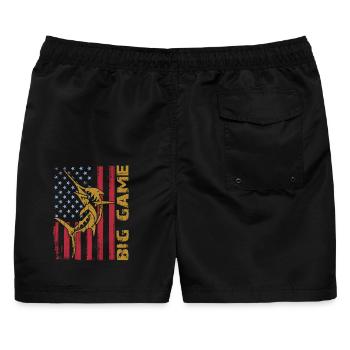 Springender Marlin mit US Flagge Hochseefischen - Männer Badeshorts - Schwarz - Hinten - AI Model Male 178 light (178cm)