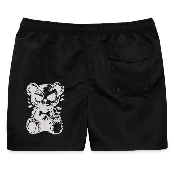 Grimmiger Zombie Bär im düsteren Cartoon Stil - Männer Badeshorts - Schwarz - Hinten - AI Model Male 178 light (178cm)