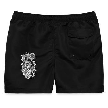 Japanischer Drachengeist - Männer Badeshorts - Schwarz - Hinten - AI Model Male 178 light (178cm)
