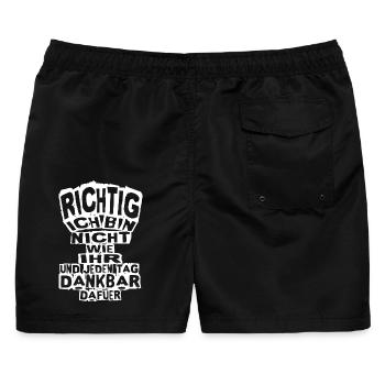 Starker Spruch: Richtig ich bin nicht wie ihr... - Männer Badeshorts - Schwarz - Hinten - AI Model Male 178 light (178cm)