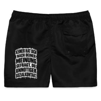 Lustiger Spruch Keiner hat Dich nach Deiner... - Männer Badeshorts - Schwarz - Hinten - AI Model Male 178 light (178cm)