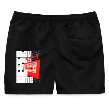Stay True To The Game - Hip Hop Statement - Männer Badeshorts - Schwarz - Hinten - AI Model Male 178 light (178cm)