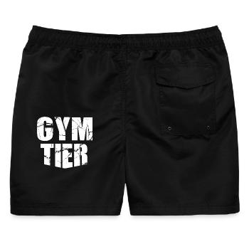 Gymtier Bodybuilding Gym Fitness Tier Rückenmotiv - Männer Badeshorts - Schwarz - Hinten - AI Model Male 178 light (178cm)
