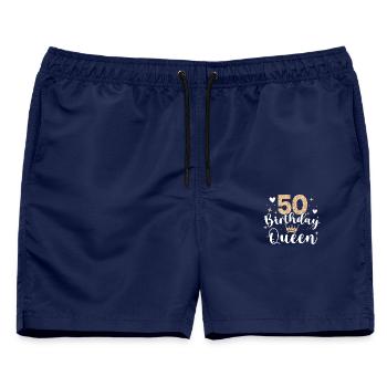 50. GeburtstagsköNigin 50 Jahre FüNfzig - Männer Badeshorts - Navy - Vorne - AI Model Male 178 light (178cm)