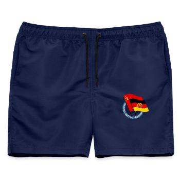 Deutsch-Sowjetische Freundschaft DDR - Männer Badeshorts - Navy - Vorne - AI Model Male 178 light (178cm)