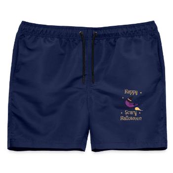 Gruseliges Halloween - Männer Badeshorts - Navy - Vorne - AI Model Male 178 light (178cm)