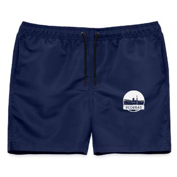 Belgrad City - Männer Badeshorts - Navy - Vorne - AI Model Male 178 light (178cm)