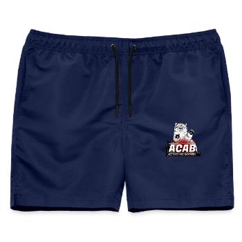 ACAB - All Cats are Bastards - Männer Badeshorts - Navy - Vorne - AI Model Male 178 light (178cm)