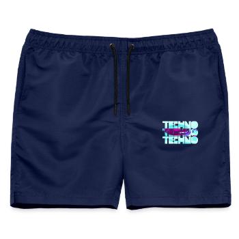 Techno Neon Muster - Männer Badeshorts - Navy - Vorne - AI Model Male 178 light (178cm)