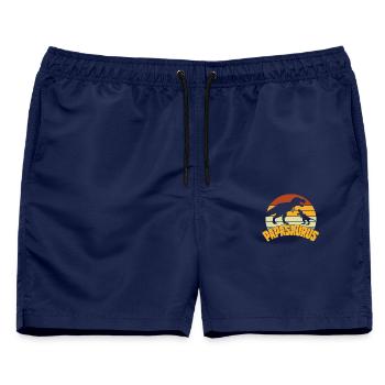 Papasaurus TRex Papa Dinosaurier Vatertag - Männer Badeshorts - Navy - Vorne - AI Model Male 178 light (178cm)