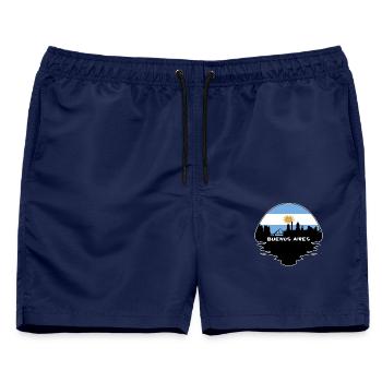 Buenos Aires Argentinien Flagge Skyline Silhouette Tra - Männer Badeshorts - Navy - Vorne - AI Model Male 178 light (178cm)