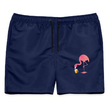 Beer Flamingo Bier Trinken Design - Männer Badeshorts - Navy - Vorne - AI Model Male 178 light (178cm)