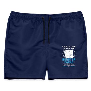 Das Leben ist wie eine Box mit Booster Packs Karte - Männer Badeshorts - Navy - Vorne - AI Model Male 178 light (178cm)