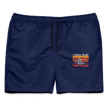 Brandbekämpfung Feuerwehrmann Feuerwehrmann Feuer - Männer Badeshorts - Navy - Vorne - AI Model Male 178 light (178cm)