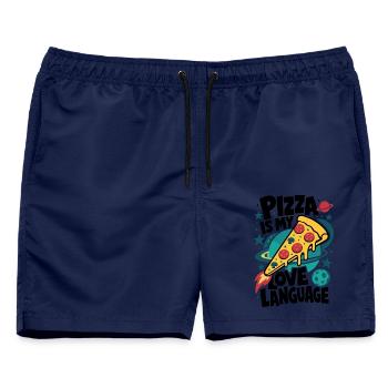 Pizza Is My Love Language – Pizzarakete - Männer Badeshorts - Navy - Vorne - AI Model Male 178 light (178cm)