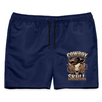 Cowboy Skull – Vintage Western mit Cowboyhut - Männer Badeshorts - Navy - Vorne - AI Model Male 178 light (178cm)