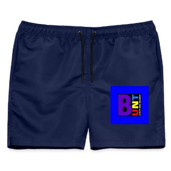 Bunt steht uns besser! - Männer Badeshorts - Navy - Vorne - AI Model Male 178 light (178cm)