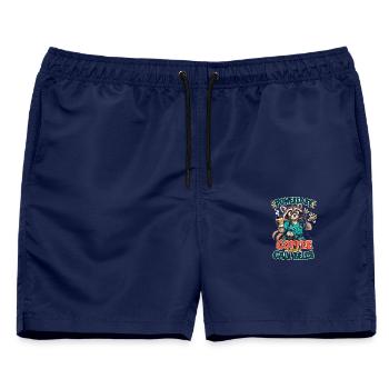  Powered by Coffee and Call Bells Waschbär - Männer Badeshorts - Navy - Vorne - AI Model Male 178 light (178cm)