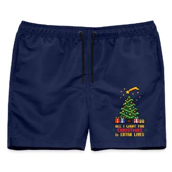 All I want for Christmas - Gamer - Männer Badeshorts - Navy - Vorne - AI Model Male 178 light (178cm)