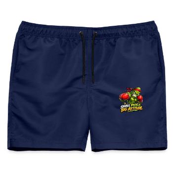Eine kleine Gurke, ein großer Charakter! - Männer Badeshorts - Navy - Vorne - AI Model Male 178 light (178cm)