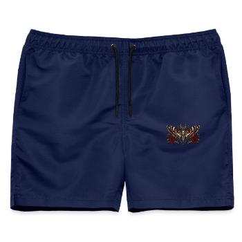 Totenkopfschwärmer Gothic Motte - Männer Badeshorts - Navy - Vorne - AI Model Male 178 light (178cm)