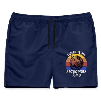 Polarwolf Arctic Wolf - Männer Badeshorts - Navy - Vorne - AI Model Male 178 light (178cm)