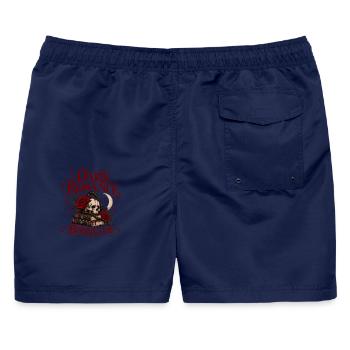 Dark Romance Book Club - Männer Badeshorts - Navy - Hinten - AI Model Male 178 light (178cm)