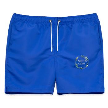 POLTER CREW! personalisierbar - Männer Badeshorts - Royalblau - Vorne - AI Model Male 178 light (178cm)