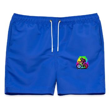Astronaut auf Fahrrad - Männer Badeshorts - Royalblau - Vorne - AI Model Male 178 light (178cm)