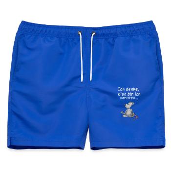 Ich denke, also bin ich hier falsch... - Männer Badeshorts - Royalblau - Vorne - AI Model Male 178 light (178cm)