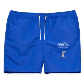 Ich liebe Sport, deshalb mach ich das ja so selten - Männer Badeshorts - Royalblau - Vorne - AI Model Male 178 light (178cm)