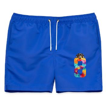 HUND 8 JAHRE DACKEL 8. GEBURTSTAG - Männer Badeshorts - Royalblau - Vorne - AI Model Male 178 light (178cm)