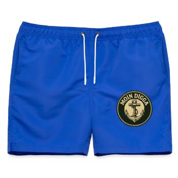 Moin Digga Anker - Männer Badeshorts - Royalblau - Vorne - AI Model Male 178 light (178cm)