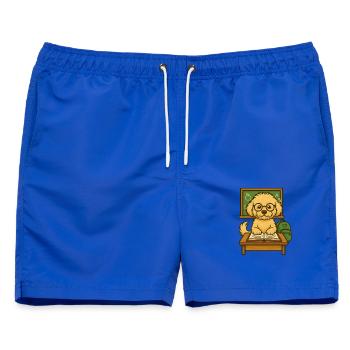 Maltipoo Schulstart – Lustiger Hundeprofessor - Männer Badeshorts - Royalblau - Vorne - AI Model Male 178 light (178cm)
