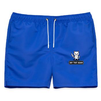 Say that again - Männer Badeshorts - Royalblau - Vorne - AI Model Male 178 light (178cm)