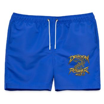 Dragon Power – Golden Dragon Streetwear Design - Männer Badeshorts - Royalblau - Vorne - AI Model Male 178 light (178cm)