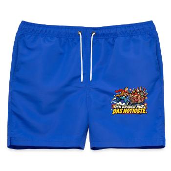 Ich brauch nur das Nötigste - Männer Badeshorts - Royalblau - Vorne - AI Model Male 178 light (178cm)