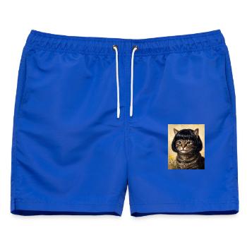 Lustige Katze Bob Haarschnitt - Männer Badeshorts - Royalblau - Vorne - AI Model Male 178 light (178cm)