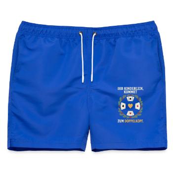 Ihr Kinderlein kommet zum Doppelkopf Weihnachten - Männer Badeshorts - Royalblau - Vorne - AI Model Male 178 light (178cm)