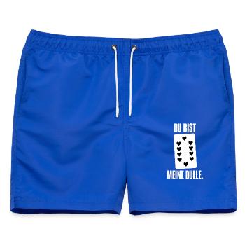 Du bist meine Dulle – Doppelkopf Liebe Partner - Männer Badeshorts - Royalblau - Vorne - AI Model Male 178 light (178cm)