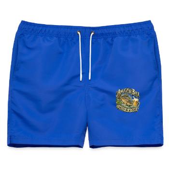 Angler Spruch Bier und Karpfen Spiegelkarpfen - Männer Badeshorts - Royalblau - Vorne - AI Model Male 178 light (178cm)