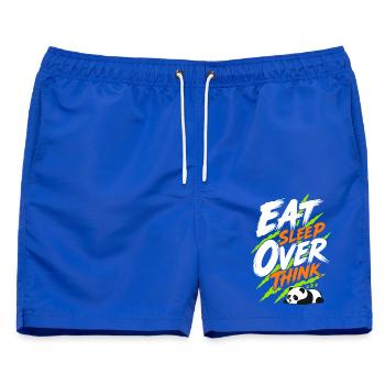 Schlafender Panda – Eat Sleep Over Think - Männer Badeshorts - Royalblau - Vorne - AI Model Male 178 light (178cm)